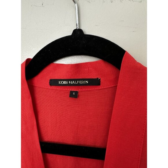 Kobi Halperin Mandi Dress Orange Long Sleeve Maxi Button Down Tie Waist Small - Picture 4 of 12